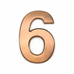 Barton 4 in. House Door Number 6 ABS Plated Self Adhesive Bronze Address Plaque Sticker