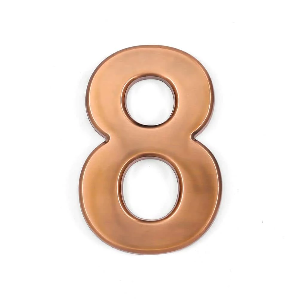 Barton 4 in. House Door Number 8 ABS Plated Self Adhesive Bronze Address Plaque Sticker
