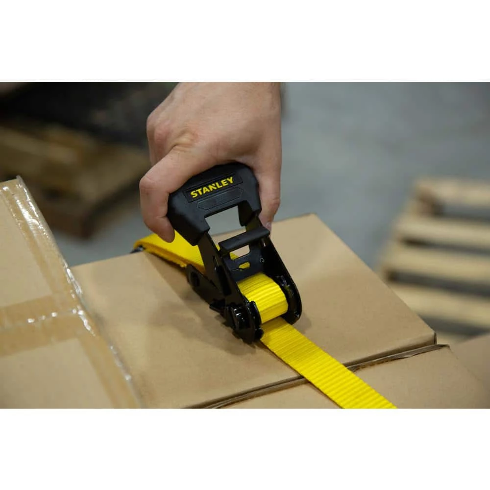Stanley 1 in. x 14 ft. Ratchet Straps 3000 lbs. Break Strength (4-Pack) - Image 5