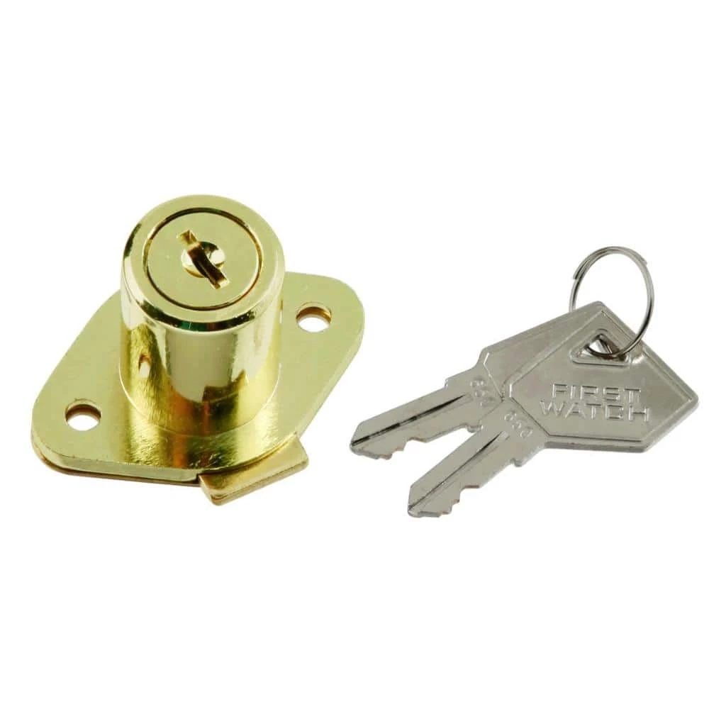 First Watch Security Polished Brass Cabinet and Drawer Lock