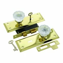 First Watch Security Polished Brass Keyed Glass Mortise Lockset