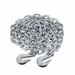 KingChain 3/8 in. x 16 ft. Grade 43 High-Test Tow Chain with 3/8 in. Clevis Grab Hooks Zinc Plated Storage Pail