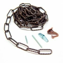 KingChain 10 ft. Spiral Oval Antique Brass Decorative Chain with Toggle Bolt and Decorative Ceiling Hook