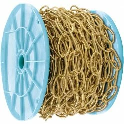 KingChain 100 ft. Gold Open Oval Decorative Chain Reeled