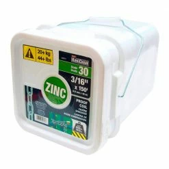 KingChain 3/16 in. x 150 ft. Zinc-Plated Grade 30 (G30) Proof Coil Chain - 800 lbs Safe Work Load - Plastic Bucket