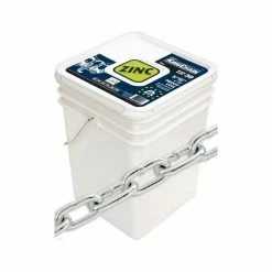 KingChain 5/16 in. x 70 ft. Zinc-Plated Grade 30 (G30) Proof Coil Chain - 1,900 lbs Safe Work Load - Plastic Bucket