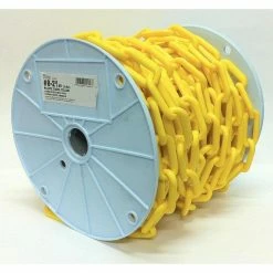 KingChain 2 in. x 65 ft. Light-Duty Yellow Plastic Barrier Chain - Reeled