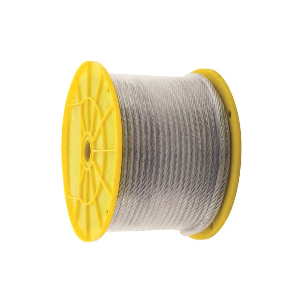 KingChain 3/32 in. x 1/8 in. x 250 ft. Vinyl-Coated Galvanized Aircraft Cable, 7x7 Construction - 184 lbs Safe Work Load - Reeled