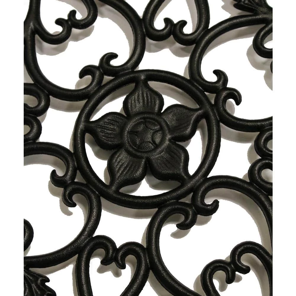 NUVO IRON 15 in. Round Black Cast Aluminum Insert for Wooden Gate - Image 3