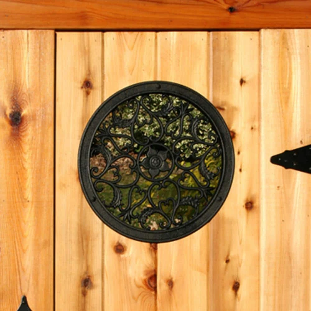 NUVO IRON 15 in. Round Black Cast Aluminum Insert for Wooden Gate - Image 2