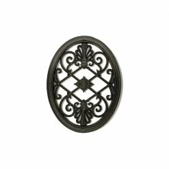 NUVO IRON 17 in. x 13 in. Oval Black Cast Aluminum Insert for Wooden Gate