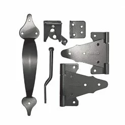 NUVO IRON Wooden Gate Combo Kit with Two 6 in. Tee Hinges, Latch with Catch and Handle