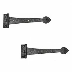 NUVO IRON 12 in. Black Antique Colonial Tee Hinge (2-Pack)