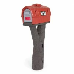 Simplay3 Rustic Barn Burnt Red/Espresso Post Mount Mailbox