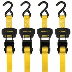 Stanley 1.25 in. x 16 ft. / 3000 lbs. Break Strength Ratchet Straps (4-Pack)