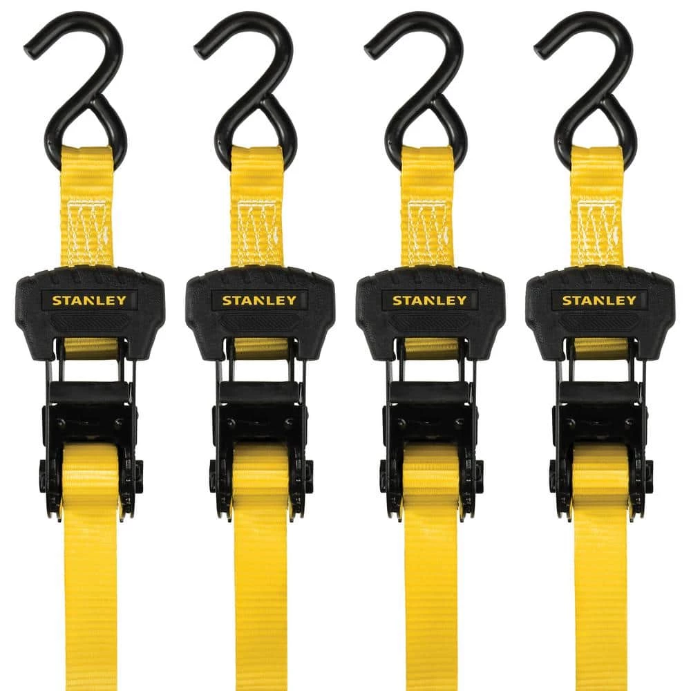 Stanley 1.25 in. x 16 ft. / 3000 lbs. Break Strength Ratchet Straps (4-Pack)
