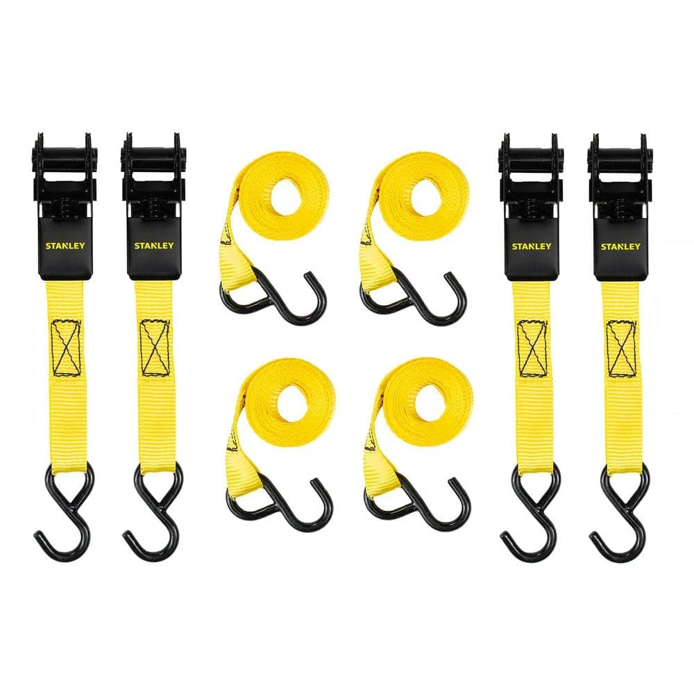 Stanley 1 in. x 10 ft./ 900 lbs. Break Strength Ratchet Straps (4-Pack)